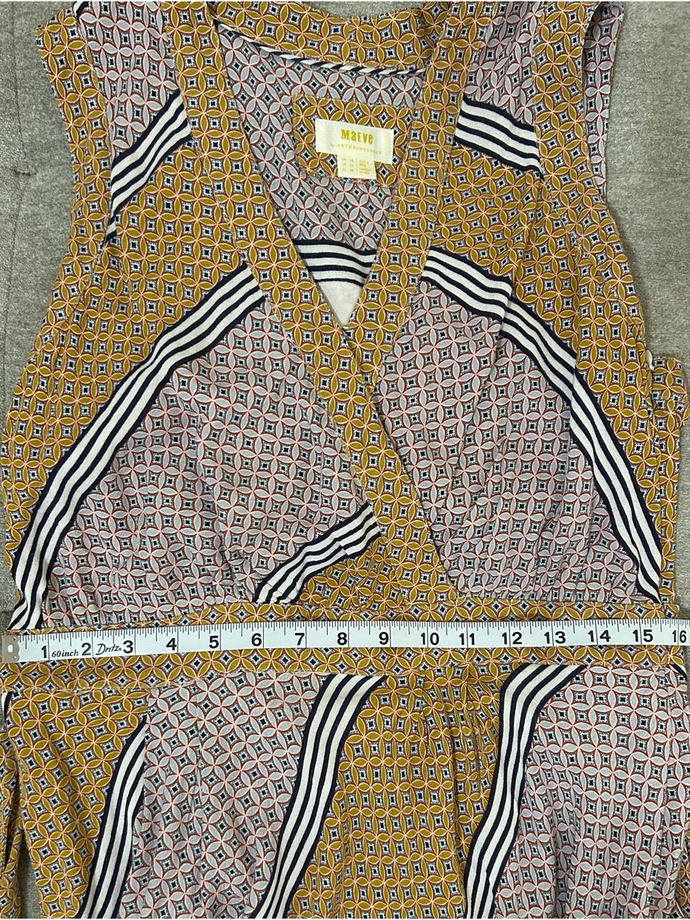 Anthropologie Sleeveless Carla Midi Wrap Dress in Mustard and Ivory - Picture 7 of 10